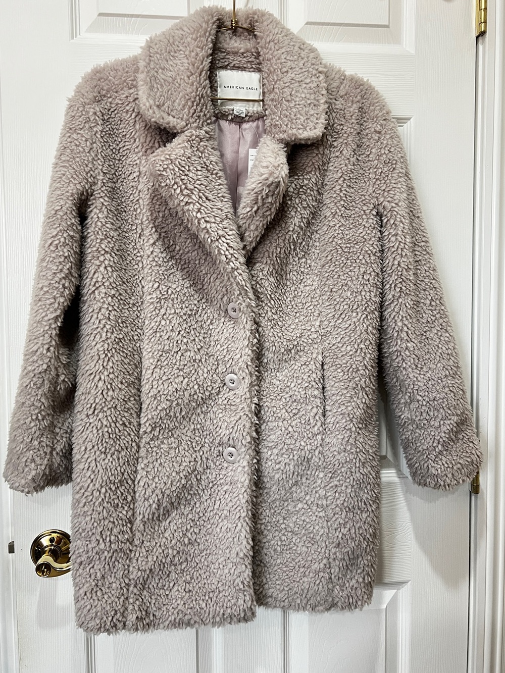 American Eagle Teddy Bear Sherpa Coat Lavender Marshmallow Size XXS Jacket Lined